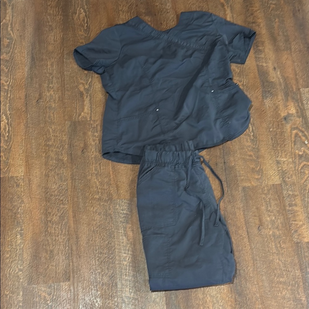 Black Scrub Top and Pants Set